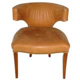 Curved Back Textured Leather Milo Chair