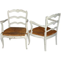 Pair of Painted Provence Rush Chairs