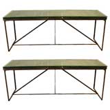 Glass Top Wood and Iron Console