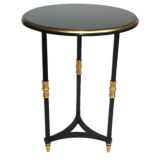 Round Ebonized Side Table with Gilding