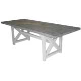 Straight Leg Zinc Dining Table with "X" Decor