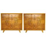 Pair of Bedside Art Deco Tables with Brass Pulls
