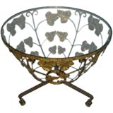 Round Leaf Motif Glass Top Table
