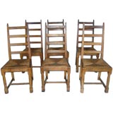 Set of Six Oak Ladder Back Chairs