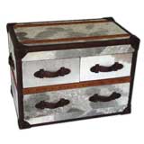 Cowhide Bedside Dresser with Leather Handles