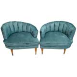 Pair of Vintage Asymetrical Channel Back Chairs