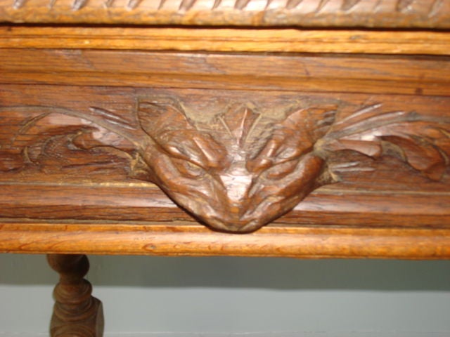 French Carved Wood Fox Motif Desk