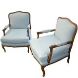 Pair of Blue French Bergere Chairs