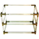 Vintage Lucite & Glass 3 Tier Side Table