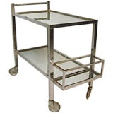 Vintage Chrome 
Mirror Bar Cart with Wheels