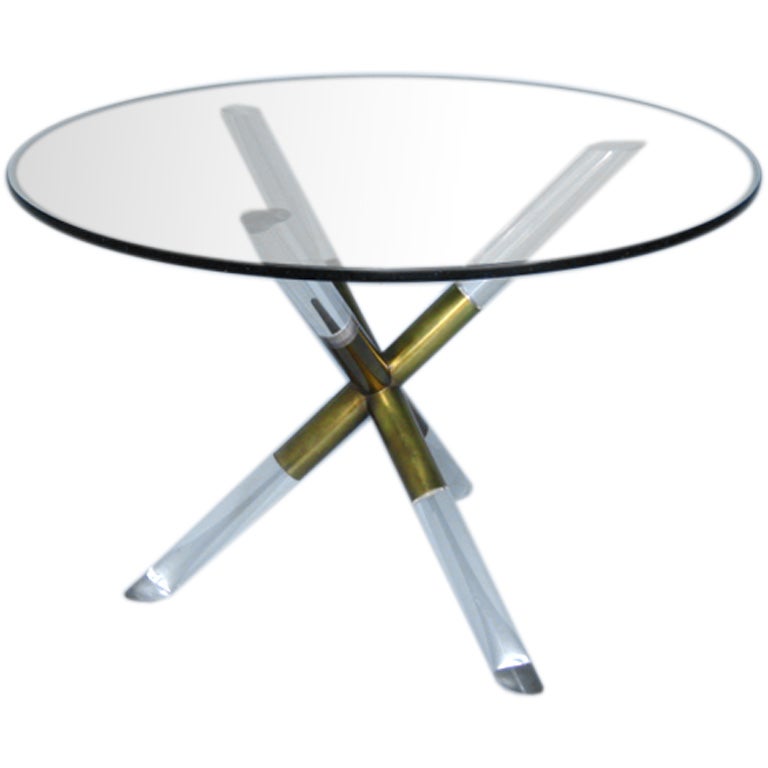 Round Lucite & Glass Dining Table