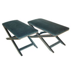 Pair of "X" Base Upholstered Benches