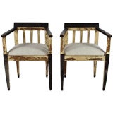 Pair of French Vintage Wood Arm Chairs