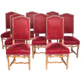 Set of 8 Sheepbone Cranberry Velvet Dining Chairs