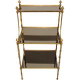 Bronze and Black Smoked Glss 3-Tier Side Table