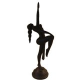 Carved Wood J. Pinal Deco Female Sculpture