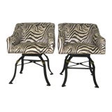 Pair of Vintage Ultrasuede Zebra Chairs on Iron Base
