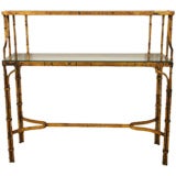 Two Tier Faux Bamboo Metal Console