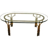 Vintage Faux Bamboo Metal and Glass Coffee Table