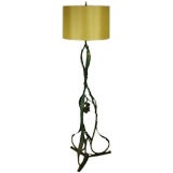 French Bronze Iris and Dragonfly Motif Floor Lamp