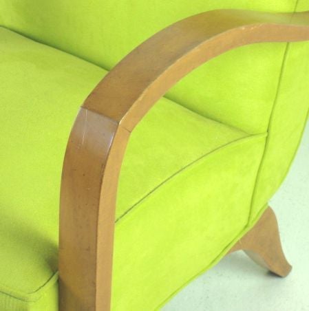 French Moderne Chartreuse Ultra Suede Side Chairs 1