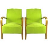 French Moderne Chartreuse Ultra Suede Side Chairs
