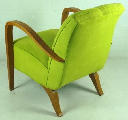 French Moderne Chartreuse Ultra Suede Side Chairs In Excellent Condition In New York, NY