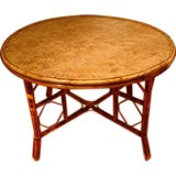 Round 48" Antique Bamboo Dining Table with Stretcher Base