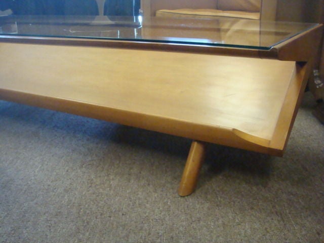 Brown Saltman Mid Century Glass Topped Coffee Table with Rack In Excellent Condition In New York, NY