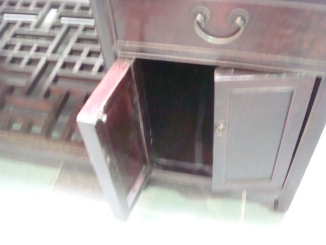 20th Century Lacquered Chines Partner's Desk with Lattice Shelf