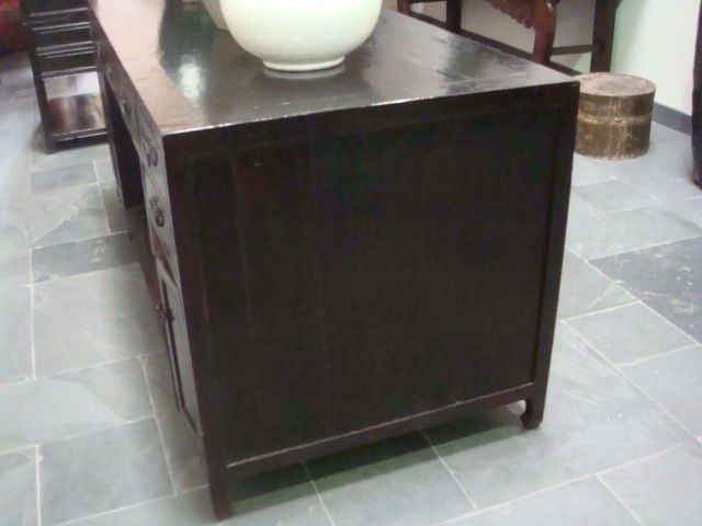 Lacquered Chines Partner's Desk with Lattice Shelf 1