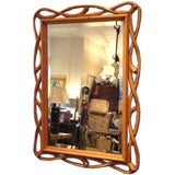 Vintage Wood Woven Twig Mirror
