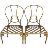 Pair of Faux Rope Metal Chair with Cross Hatch Seat