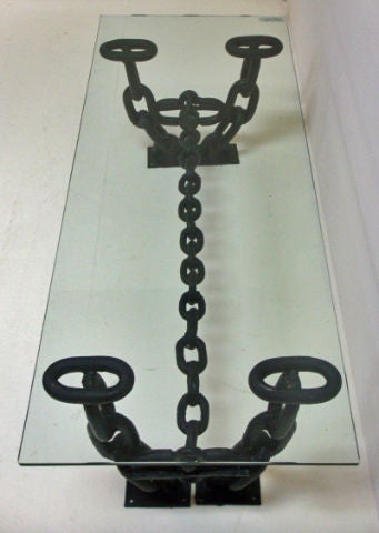 Vintage Chain salvaged from French Ship c. 1930, new Glass Top.