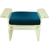Teal Velvet Lucite Bench