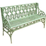 Antique French Cast Iron Painted Bench