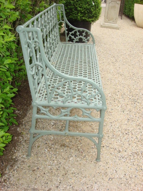 Antique French Cast Iron Painted Bench