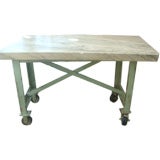 Antique Marble Top Industrial Buffet