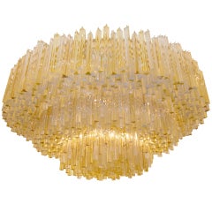 Three-Tiered Amber and Clear Glass Chandelier 6