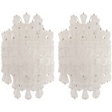 Pair of Seguso Clear Glass Sconces