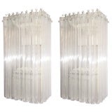 Pair of Venini Clear Glass Tube Sconces