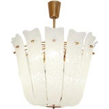Swedish Frosted Glass 12 Arm Chandelier