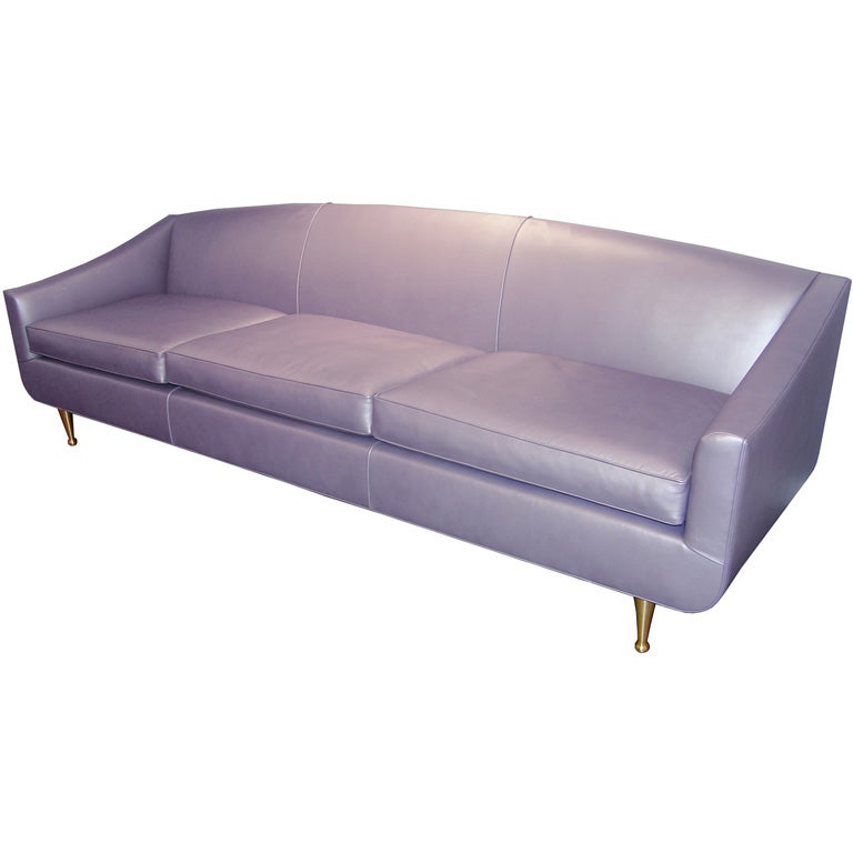 1950's Italian Lavender Metallic Leather Sofa