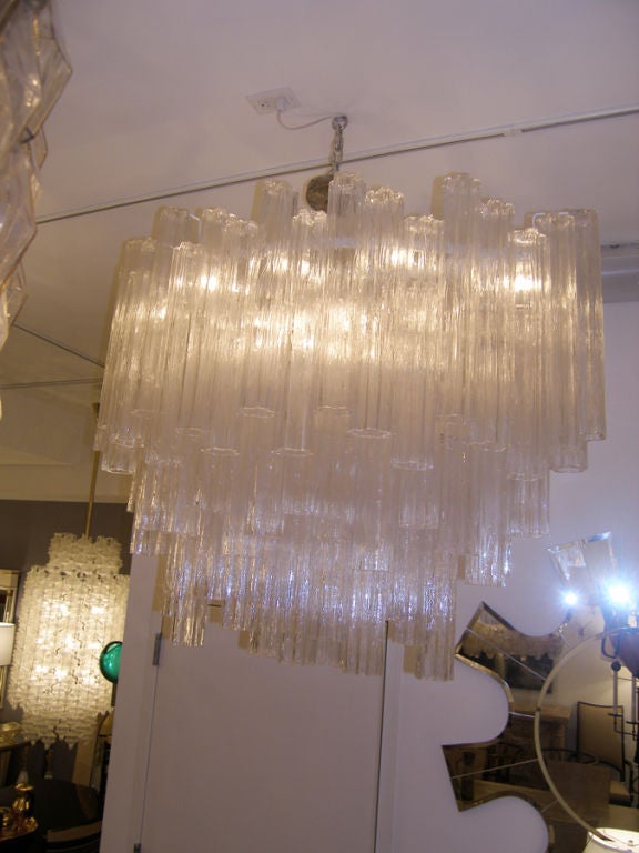 Venini Large Clear Glass Chandelier In Excellent Condition For Sale In New York, NY