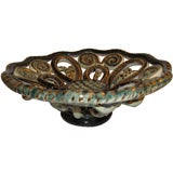 Vintage Vallauris Green & Gold Decorative Ceramic Bowl