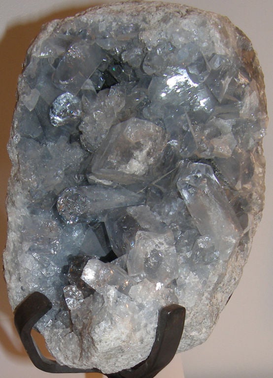 Brazilian Quartz Crystal on Black Stone and Steel Base