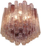 Venini Large Purple & Clear Tubular Glass Chandelier