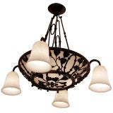 Edgar Brandt Wrought-Iron and Alabaster Chandelier C. 1925 8