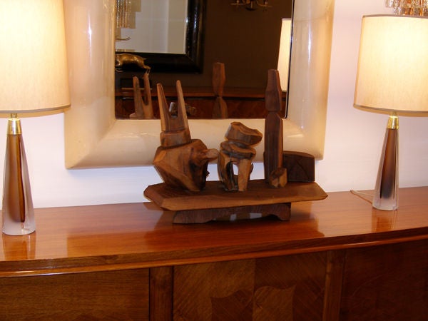 Wood Leo Russell Cubist Sculpture C. 1940's For Sale