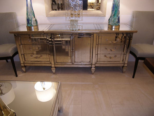 Antique Mirror and Silver Leaf Dresser / Buffet